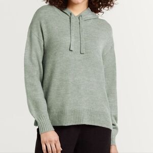 Reitmans Green Hooded Sweater Pullover Cozy Loungewear Knit Loose Slouchy warm